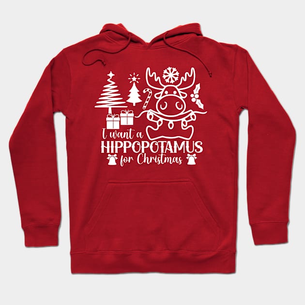 Hippopotamus Christmas Hoodie by SVGBistro